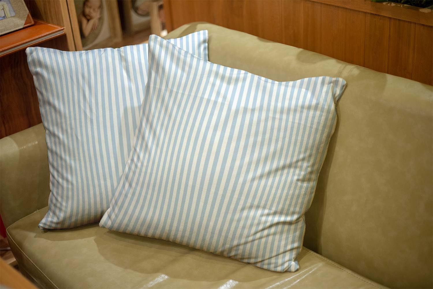EMMTEEY Stripe Green White Pillow Covers 26x26 Inch 2 Pcs Geometric Stripes Throw Pillow Covers Decorative Pillow Cases for Couch Bedroom Living Room