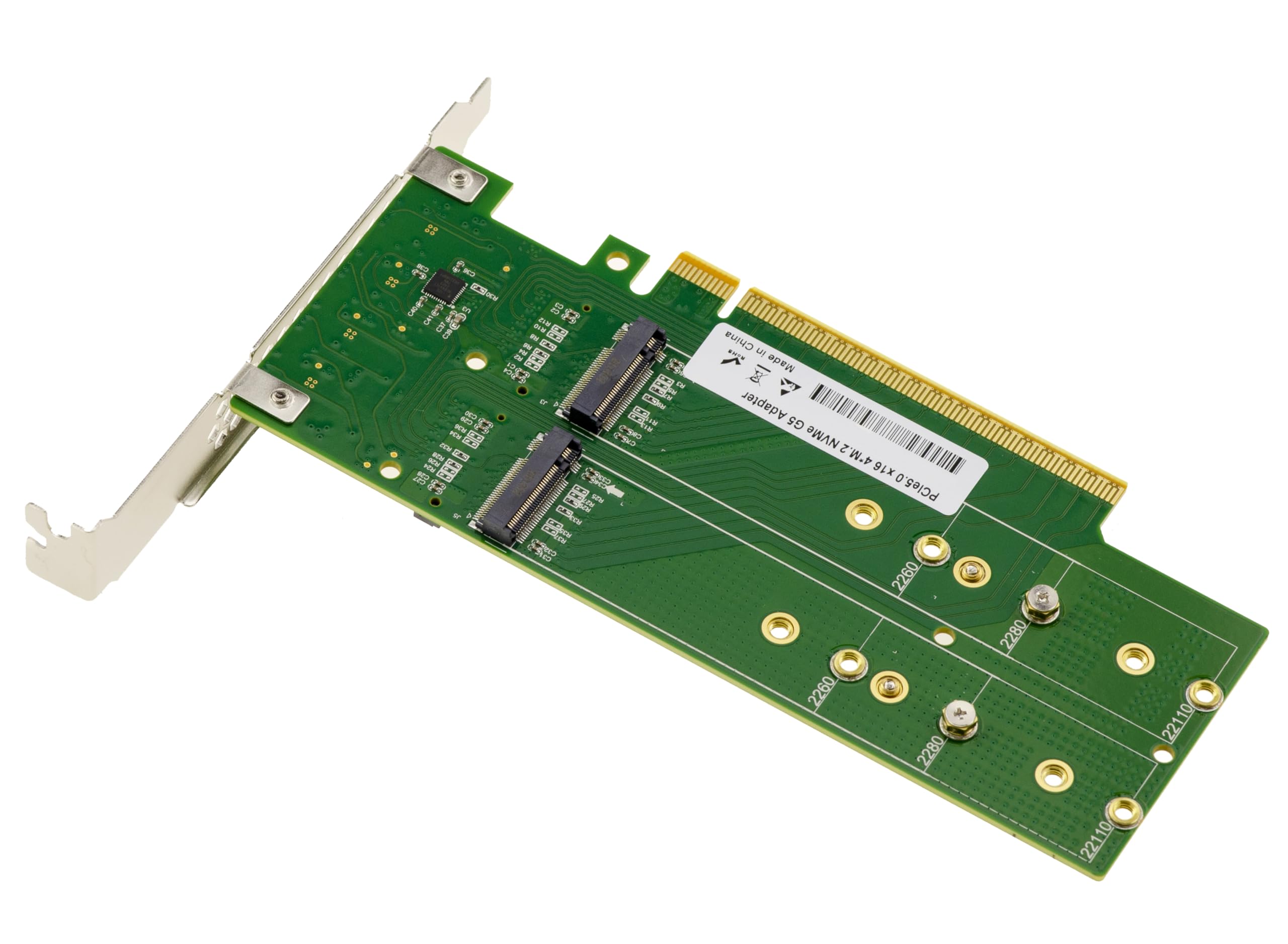 KALEA-INFORMATIQUE Karta kontrolera PCIe Gen 5.0 x16 dla 4 dysków SSD M.2 NVMe M Key Double Face, obsługa Gen5 128 Gb/s na dysk SSD