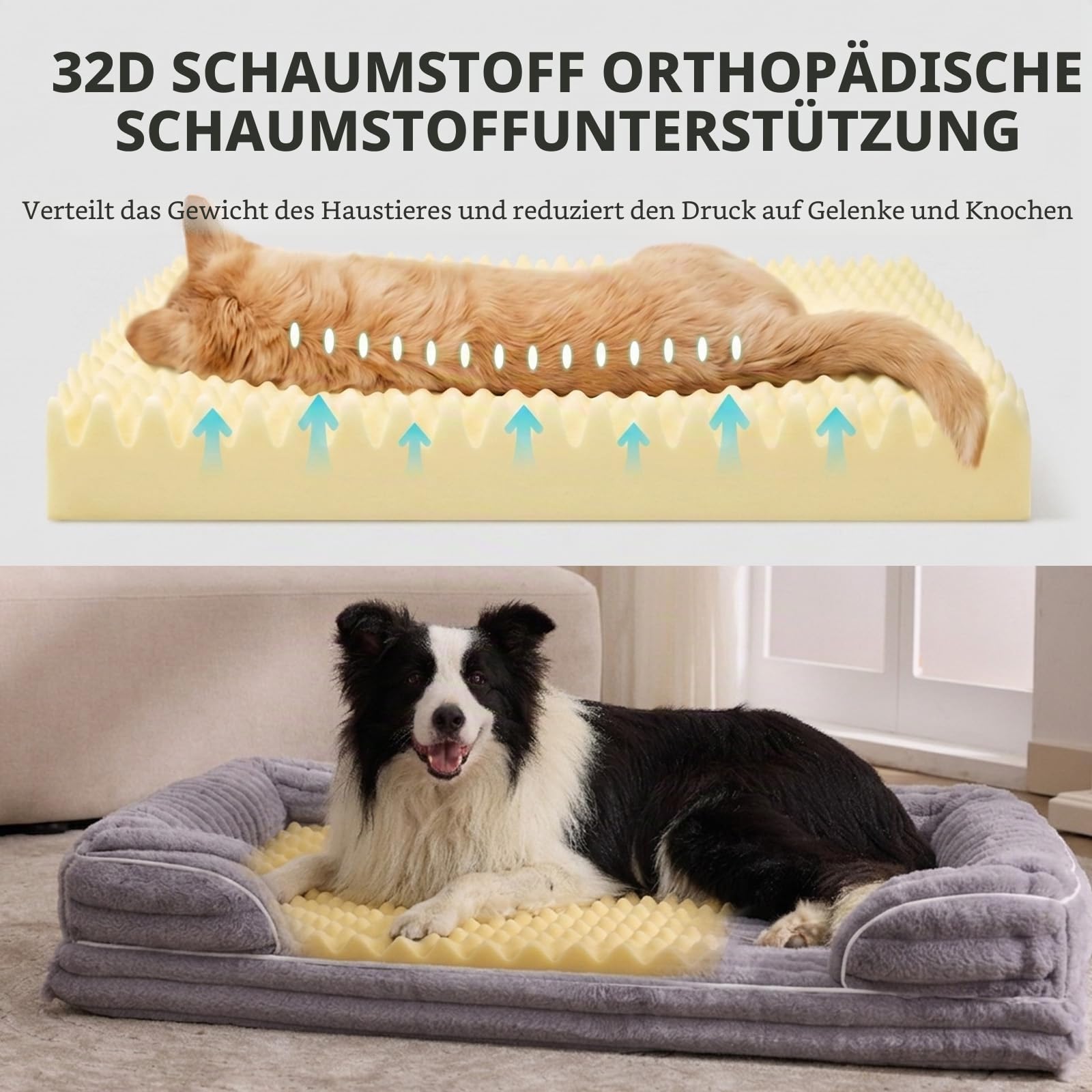 Orthopädisches Hundebett mittel (90 x 60 x 17 cm)