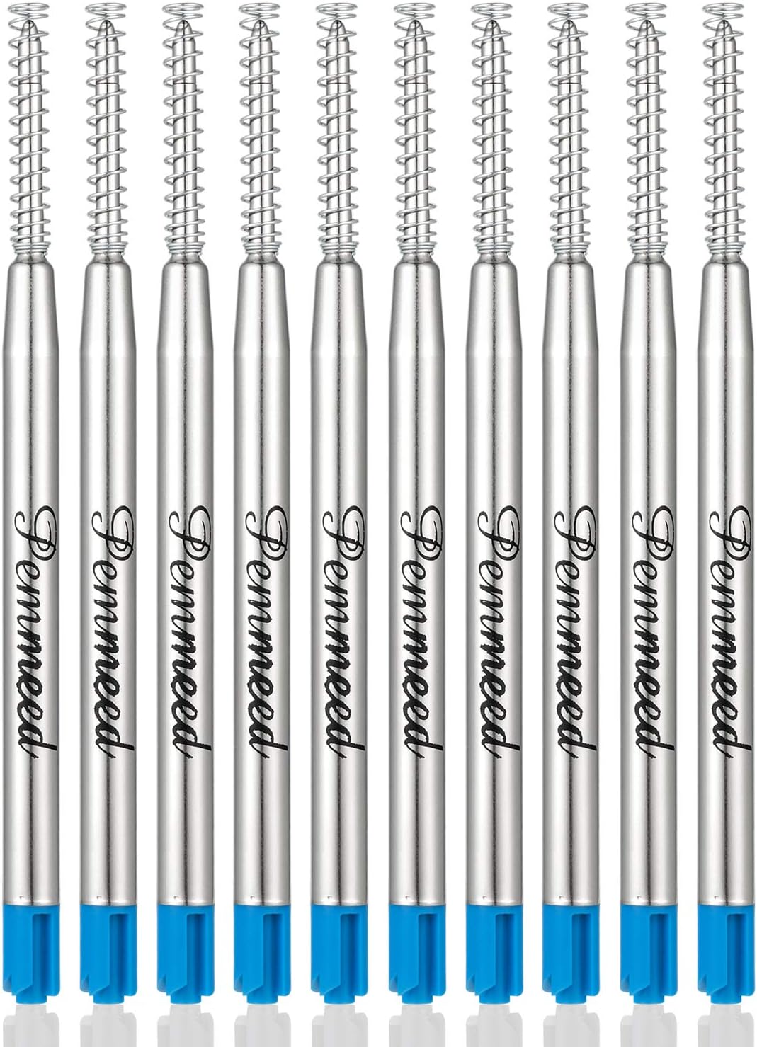 Penneed Ballpoint Pen Refills with Spring for B5/B6/B8 Pen, Parker Waterman Compatible Ballpoint Pen Refills Twist Action Medium Point 1.0mm Pack of 10(Blue Ink)