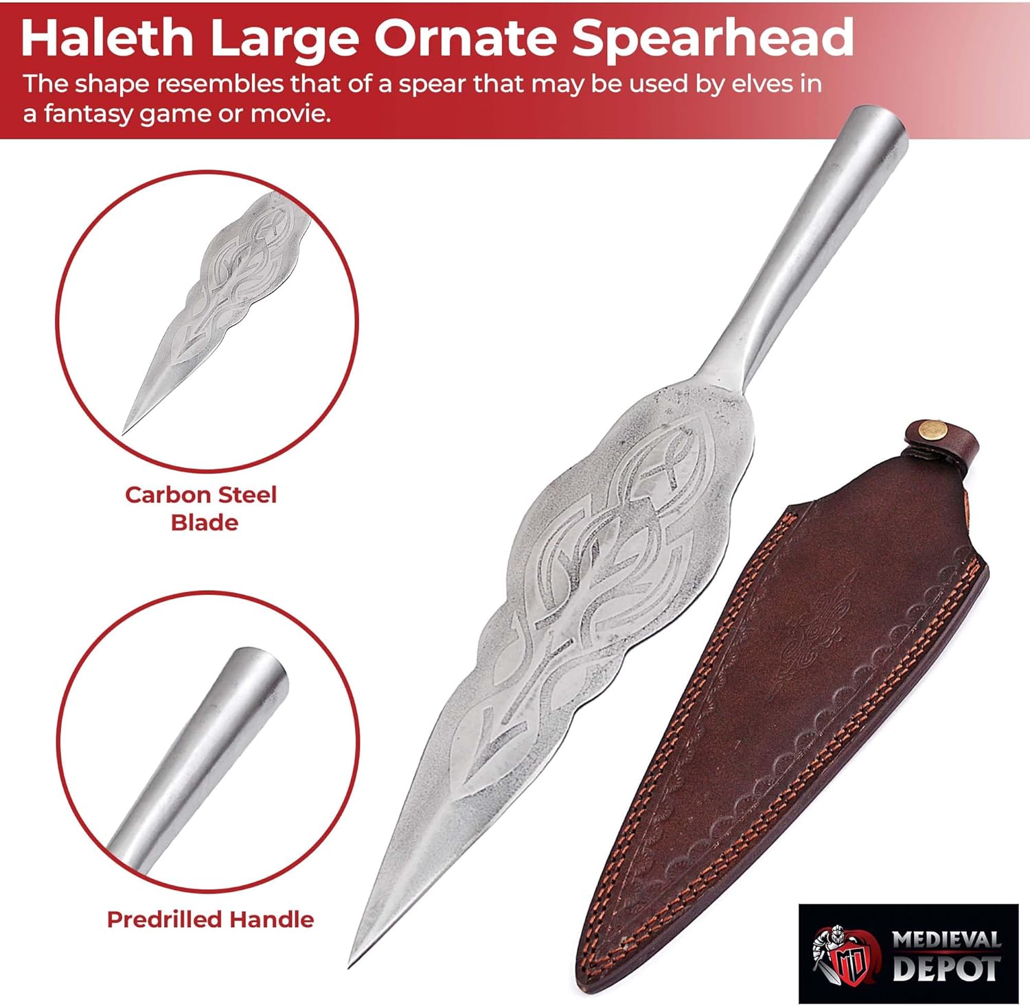 MedievalDepot Medieval & Viking Spear Head Collection - Functional Hand-Forged Carbon Steel Replicas & Props for Historical Reenactment, Cosplay & Display