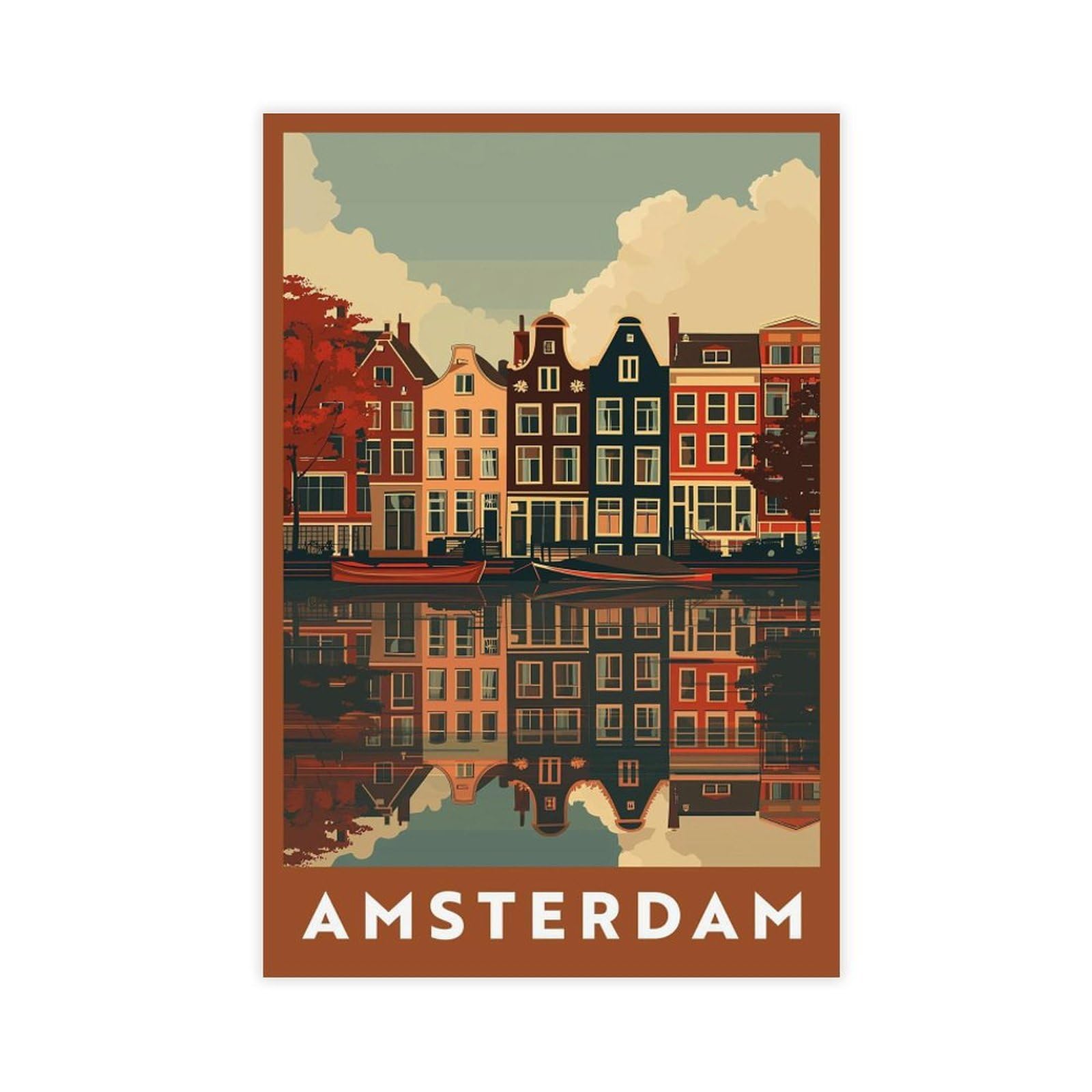 Bareronor Amsterdam Canal Canvas Poster for Office Decor Gift