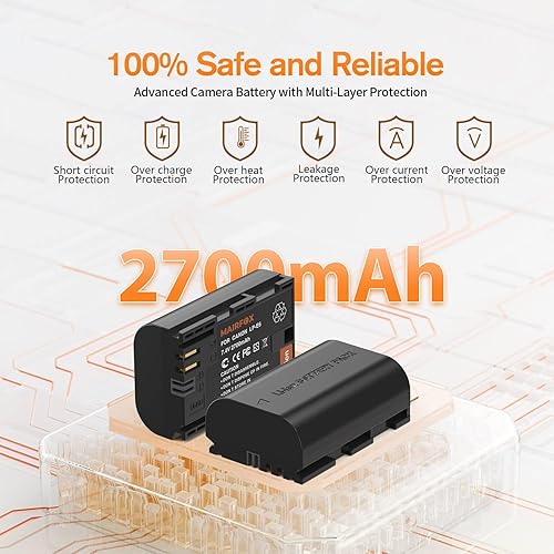 Miniatura 4 de MAIRFOX Paquete de 2 baterías LP-E6 LP-E6N y cargador inteligente para Canon EOS R Ra, 5D Mark IIIIIIV, 5DS5DSR, 6D6D Mark II, 7D7D Mark II, 80D 70D