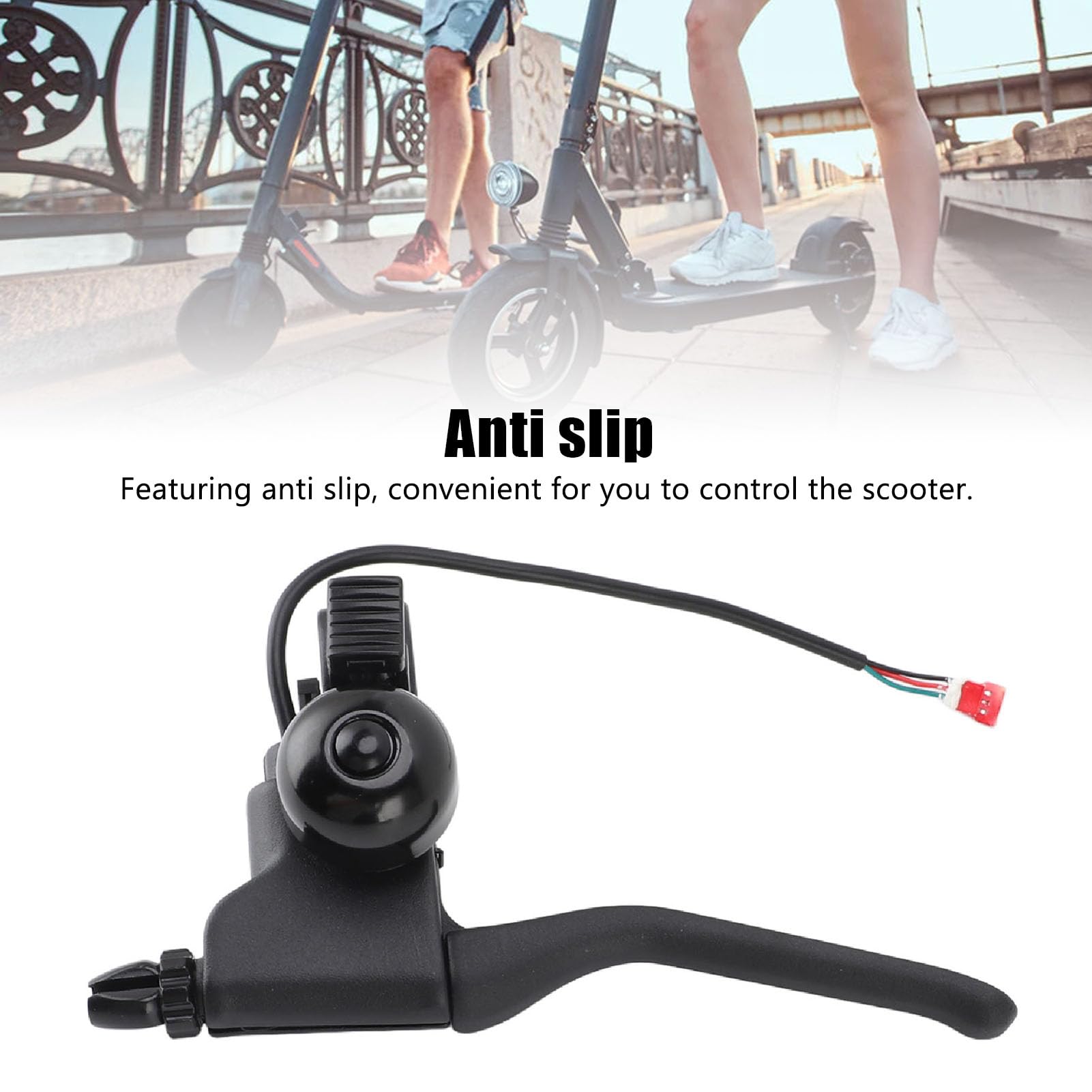 Keenso Maniglia del Freno per Scooter Elettrico, Leva del Freno Ergonomica Antiscivolo in Nylon con Campanello, Sostituzione Fai-da-te
