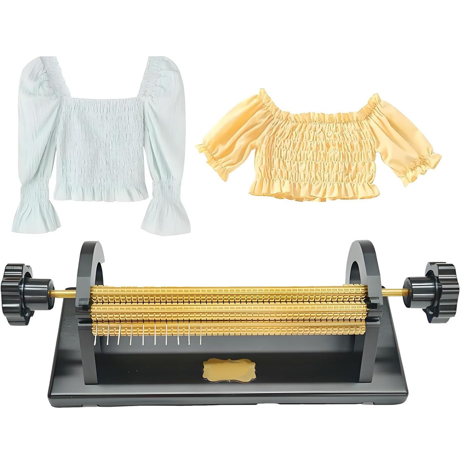 JozyJul Smocking Pleater Machine with 47/64 Needle Positions, Includes Accessories for Sewing Pleats in Dance Costumes and Crafts 32Rows