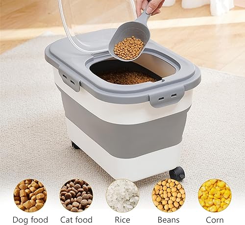 Miniatura 7 de Contenedor de almacenamiento de comida para perros, 2 unidades, contenedor plegable de comida para perros con cuenco de silicona de viaje y cuchara