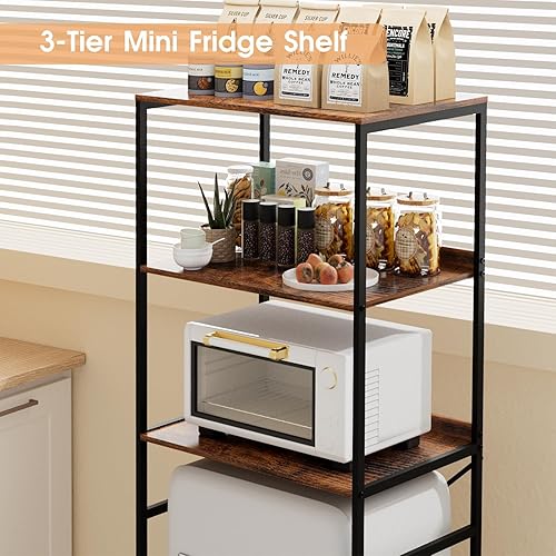 Miniatura 4 de Mini estante para nevera y microondas, soporte para almacenamiento de 3 niveles para microondas y nevera, adecuado para dormitorio, cocinas,