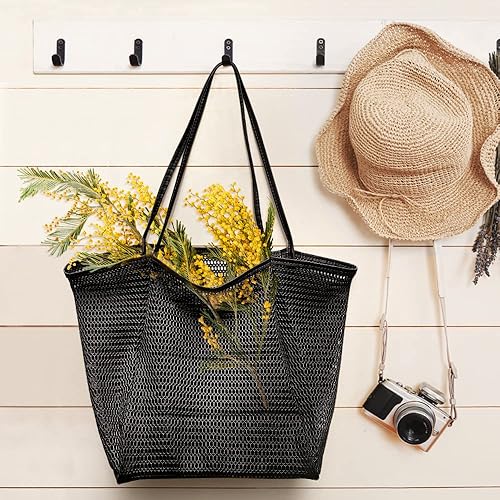 Miniatura 2 de Bolsa de malla para la playa, bolso de hombro para mujer, bolso de mano casual, estilo hobo para mujer, plegable, máximo 23L para playa, picnic y
