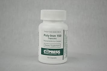 Cypress Poly-Iron 100 Caps Compares to Niferex 150Mg - Box of 100 - Model 185-01 [Health and Beauty]