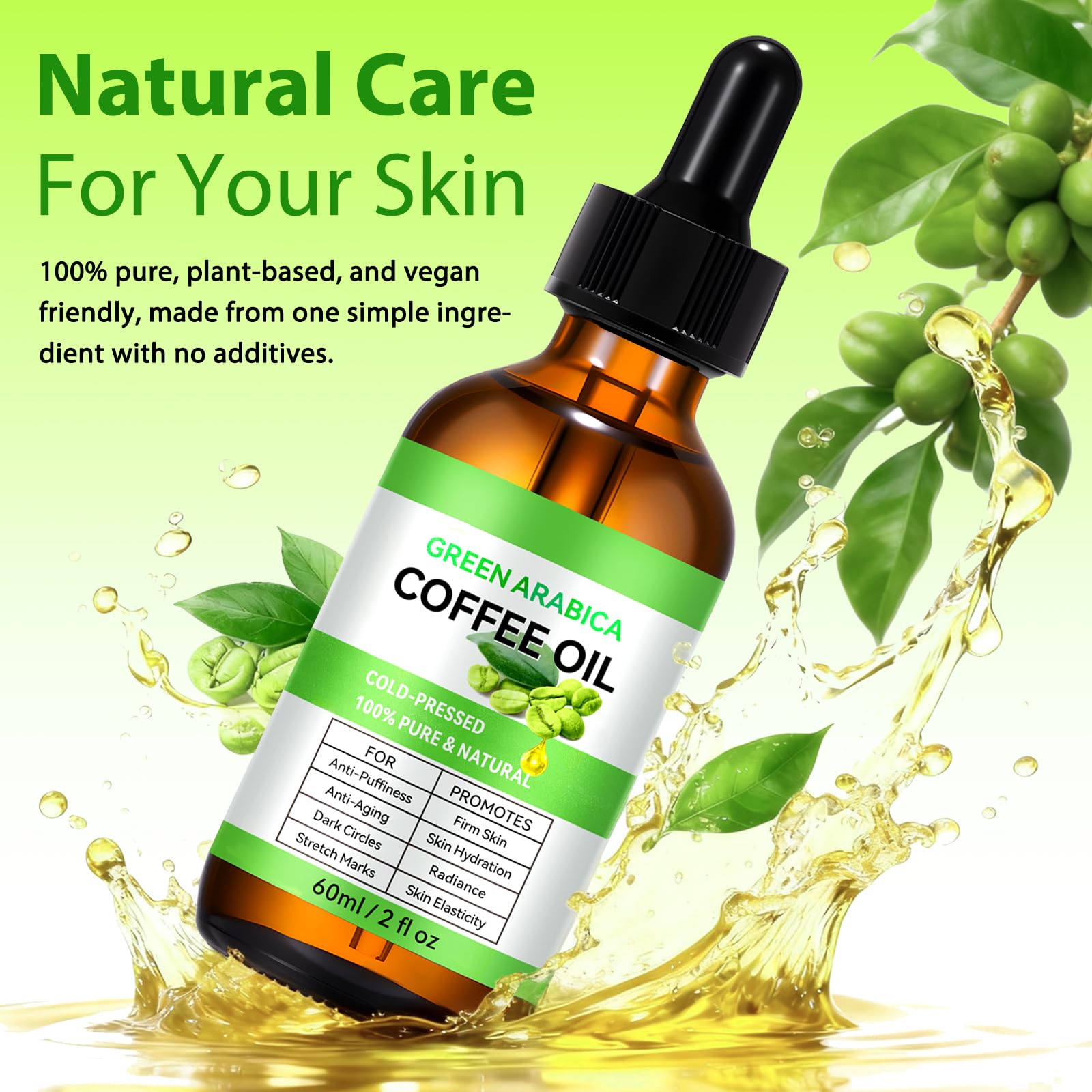 Olio da caffè contro le rughe, 60 ml, olio da caffè puro e naturale al 100%, contro le rughe per il viso e i capelli del corpo, olio di caffè per il viso, anti-muffiness & Firm Skin | Olio di caffè