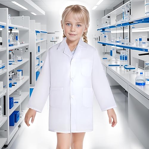 Miniatura 6 de mifengda Abrigo de laboratorio de científico y científico, disfraz de médico, abrigo de vestir para Halloween