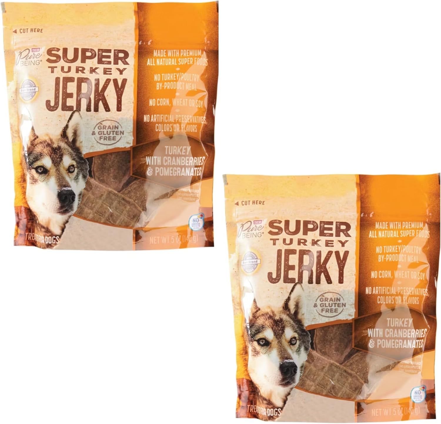 Gourmet Super Jerky Dog Treats – 2-Pack: Turkey with Cranberries & Pomegranates + Chicken with Blueberries & Pear – 5oz Each, Natural Grain-Free Snacks