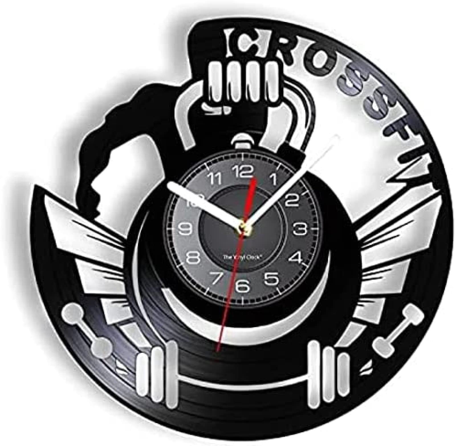 Horloge Murale Silencieuse Vinyle Style Vintage Musculation Décoration Murale Suspendue