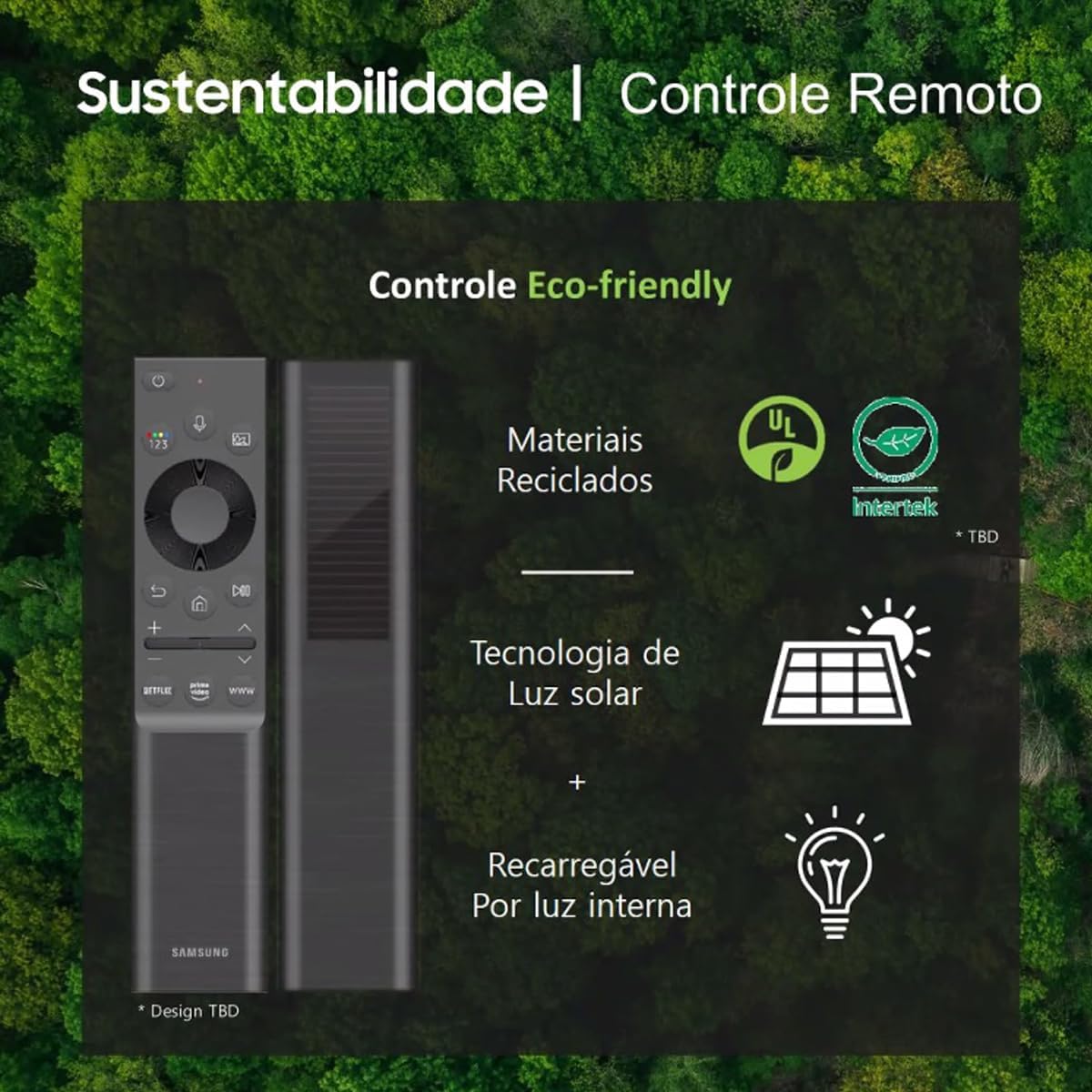 Controle Remoto Solarcell para TV Samsung QN55QN85AAGXZD, Preto, Original Controle Remoto Solarcell para TV Samsung QN55QN85AAGXZD, Preto, Original