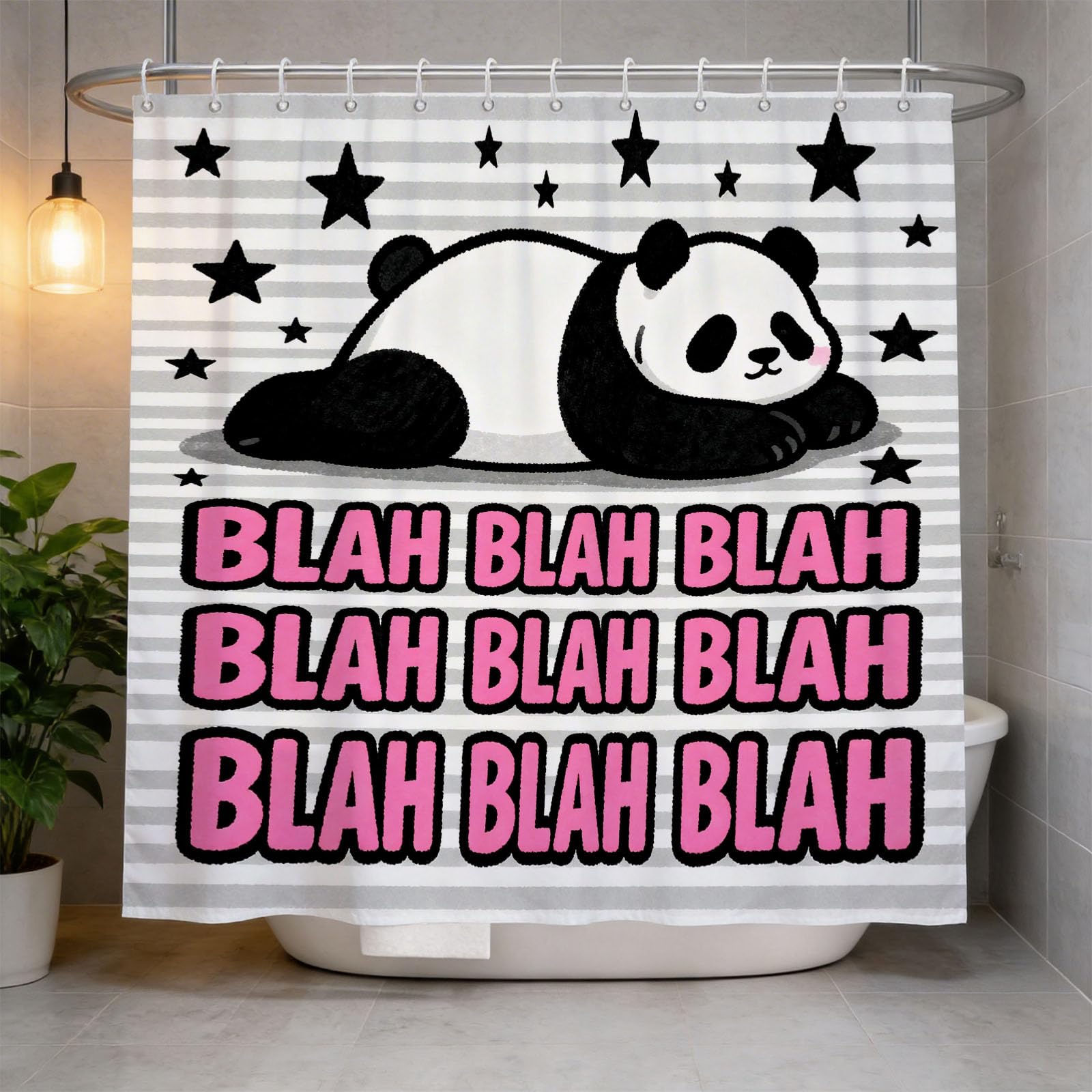 Hongduo 3D Cute Panda Shower Curtain for Stalls Bathtubs Cute Animals Bathroom Decor Shower Curtain Set Polyester Fabric Waterproof 180x180cm/71X71 Inch with Hooks