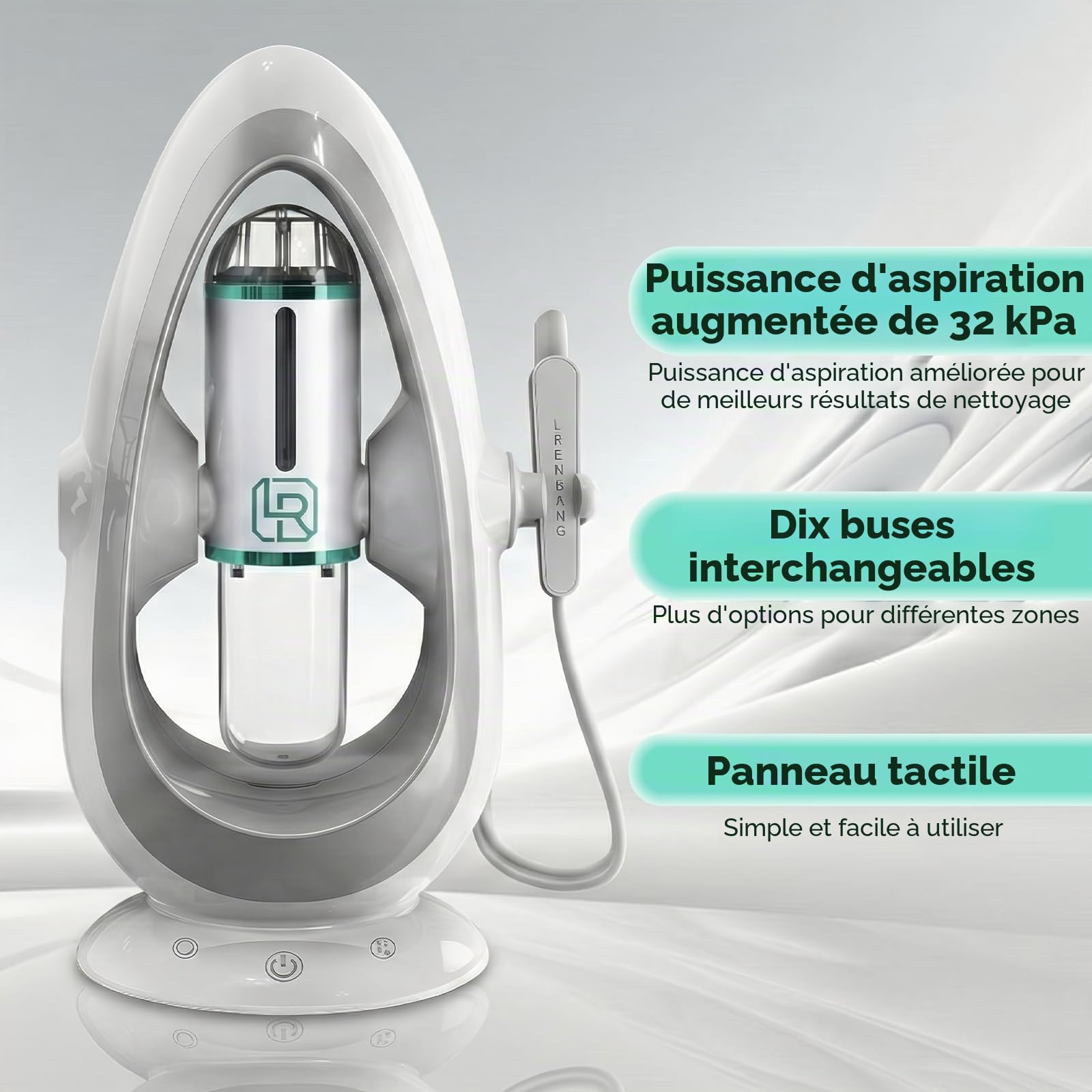AquaFacial Appareil de nettoyage de la peau multifonction ménage avec oxygène de l'eau, 5 niveaux d'aspiration et 10 embouts – Appareil de nettoyage en profondeur avec micro-bulles pour la maison