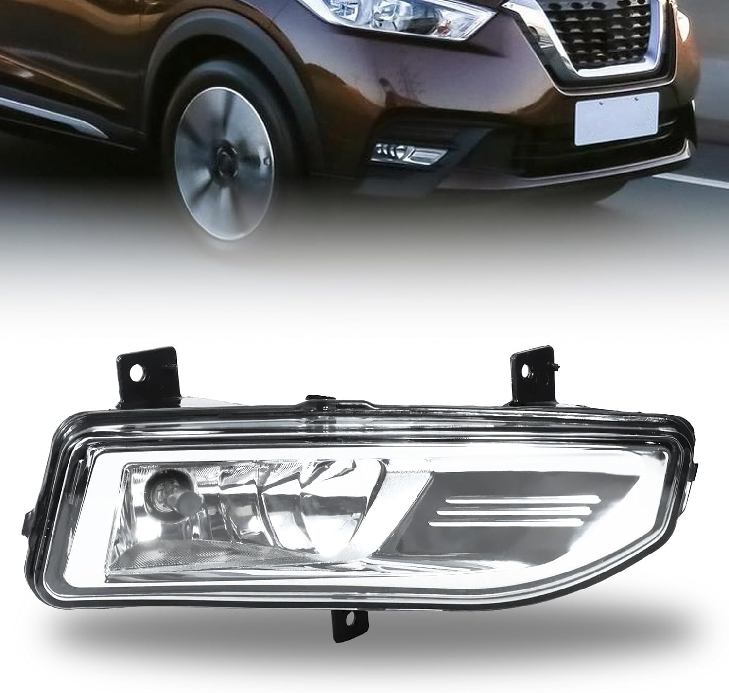 Fog Lights Compatible with NISSAN KICKS 2018-2020, Fog Lights Assembly Front Bumper Fog Light Lamp Right Passenger Side