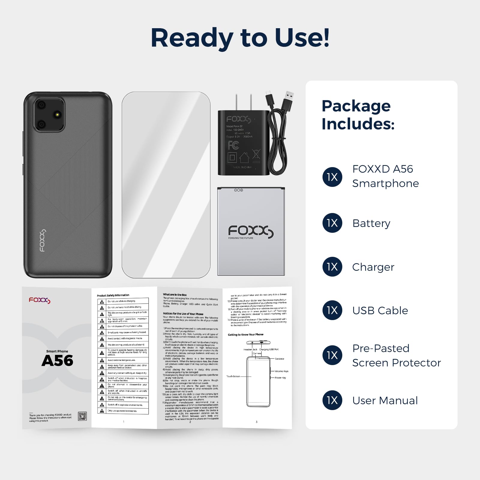 A56 Unlock Smartphone 5.5inch Screen 2GB RAM+16GB Storage 2MP+5MP Cameras 2000mAh Battery Capacity Android 13