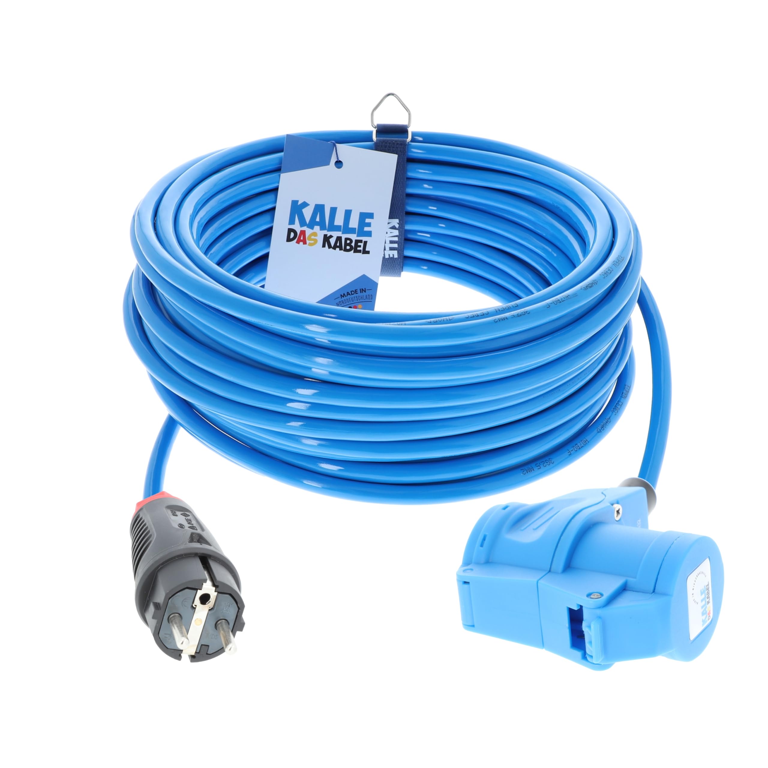 CEE Adapterleitung Kalle Blue Extreme SCHUKO auf CEE Winkelkupplung 3G 2,5mm² 5 Meter