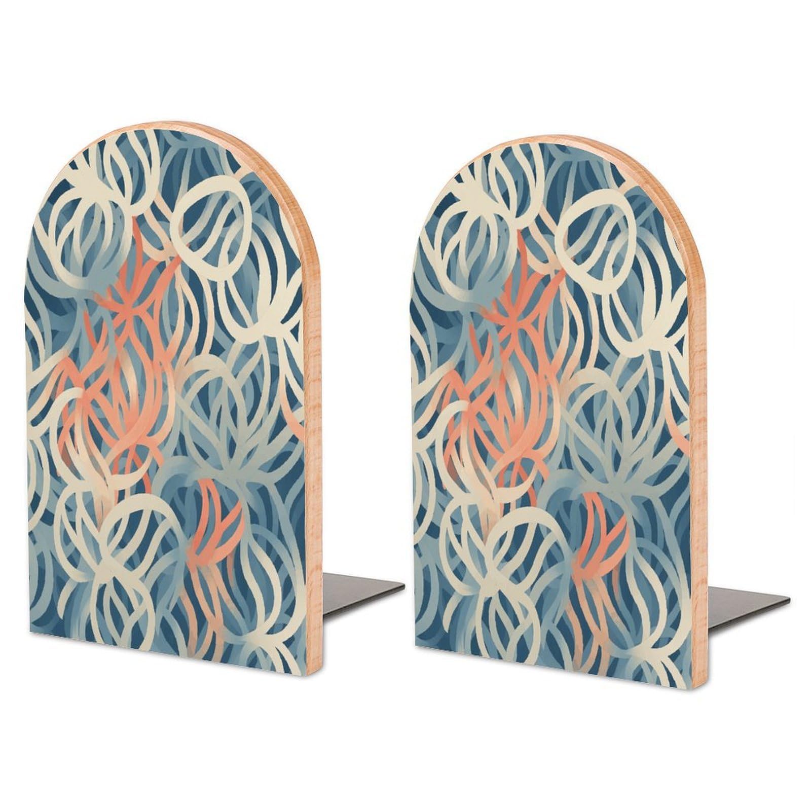 Sujetalibros decorativos de madera coral para organizar estanterías