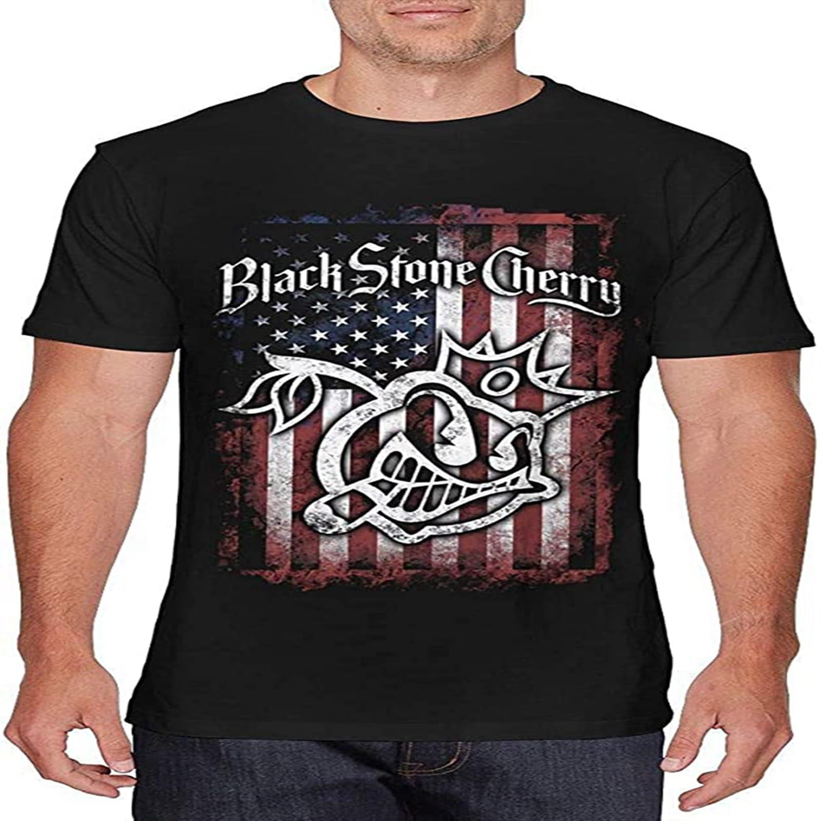 Dongbeijiaoziwang Unisex Black Stone Cherry T-Shirt Printed Tee Mens Top Shirt L