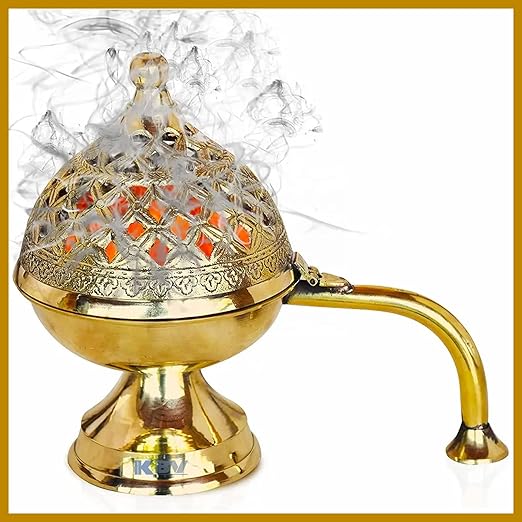 KBV Sambrani Dhoop Stand Holder, Brass Dhup Dani for Dhuna Sambrani Loban, Dhoop Burner Stand