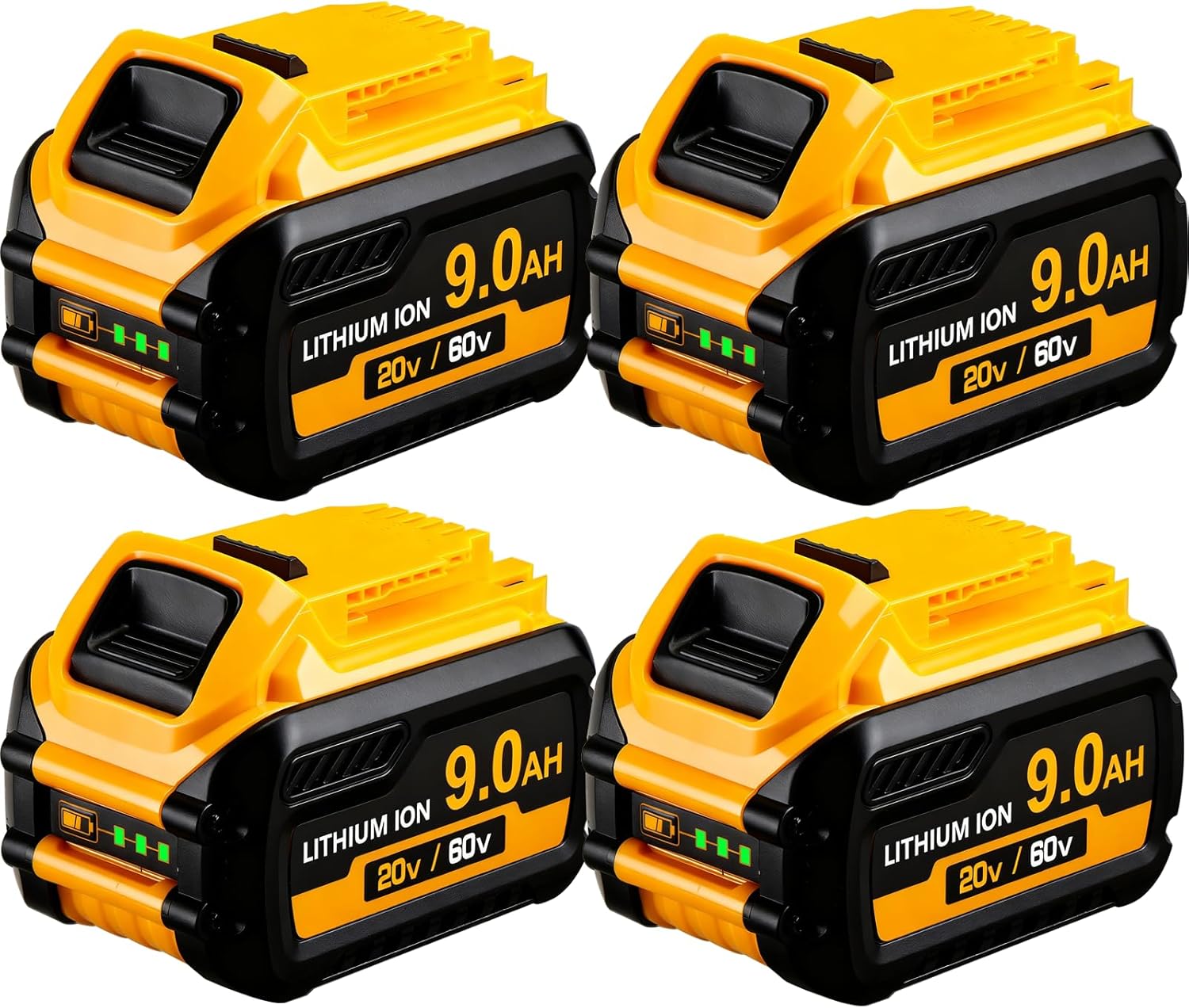 SANIU 4-Pack 9.0-Ah Replacement for Dewalt 20V60V MAX Battery Flex-Volt Lithium ion DCB609 DCB606 DCB612 Compatible with Dewalt 20Volt Cordless Power Tools