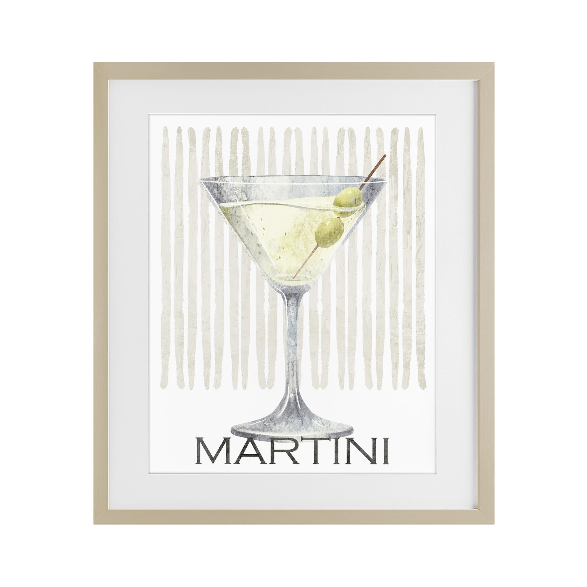 Stupell Industries Harvest Pine (Textured) 'Subtle Martini Drink'| Framed Print Under Glass