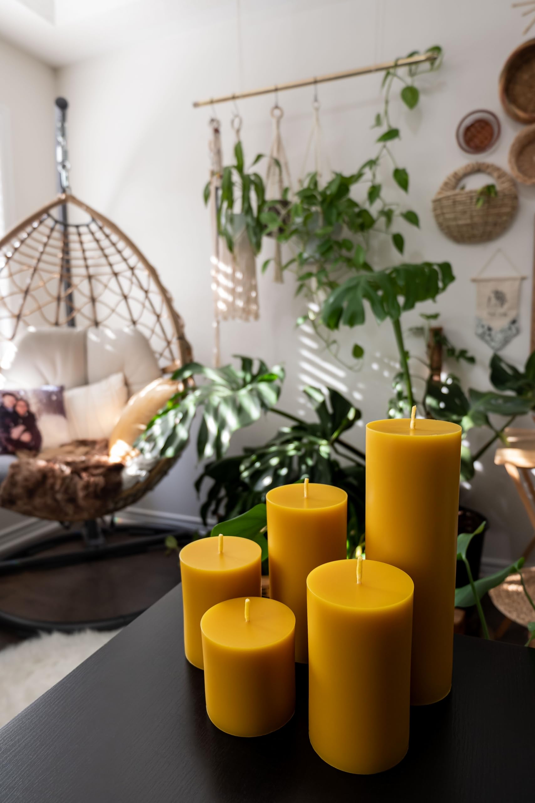 Confezione da 2 candele in cera d'api – 3 x 6 candele grandi – 100% pura, cera d'api naturale, combustione pulita, antigoccia, per decorazione domestica, decorazioni per matrimoni, regali, 160 ore di
