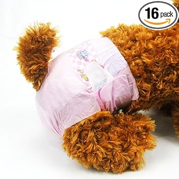 Disposable Pet Diapers for Female Dogs Super Absorbent Soft Heating and Pee Diapers Liners, Including 16 S Puppy Diapers for Dogs and Cats