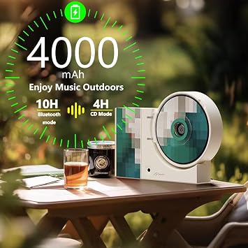 NEW/Mini Portable Retro CD Player, 4000mAh Bluetooth CD Player HiFi Sound Speaker Wall Mountable & Desktop CD Music Player with Remote Control Support USB/AUX 3.5mm for Home, Kids, Kpop, Gift