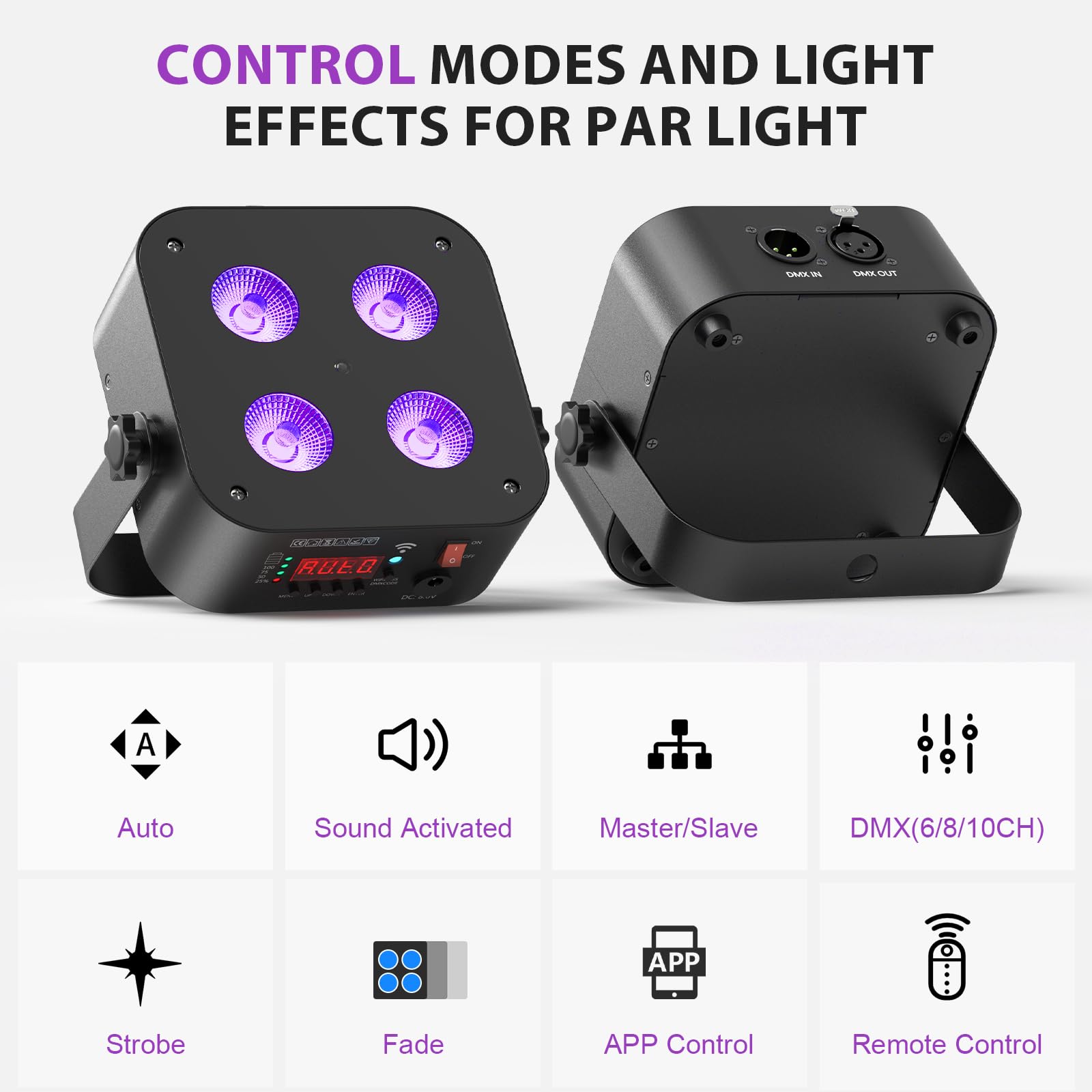 Projecteur LED Wallwasher 80W RGBW DMX - Pour Scène, Fête, Bar, 60°, Contrôle Auto/son/DMX