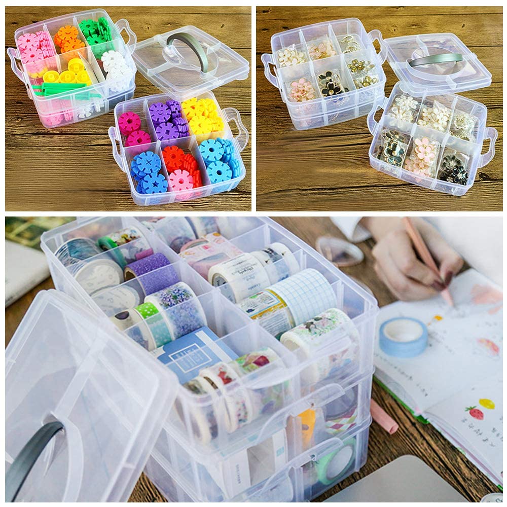 プラスチック製小物入れ 三つ仕切り Amazon｜三段 収納ケース おもちゃ パーツケース 収納ボックス プラ