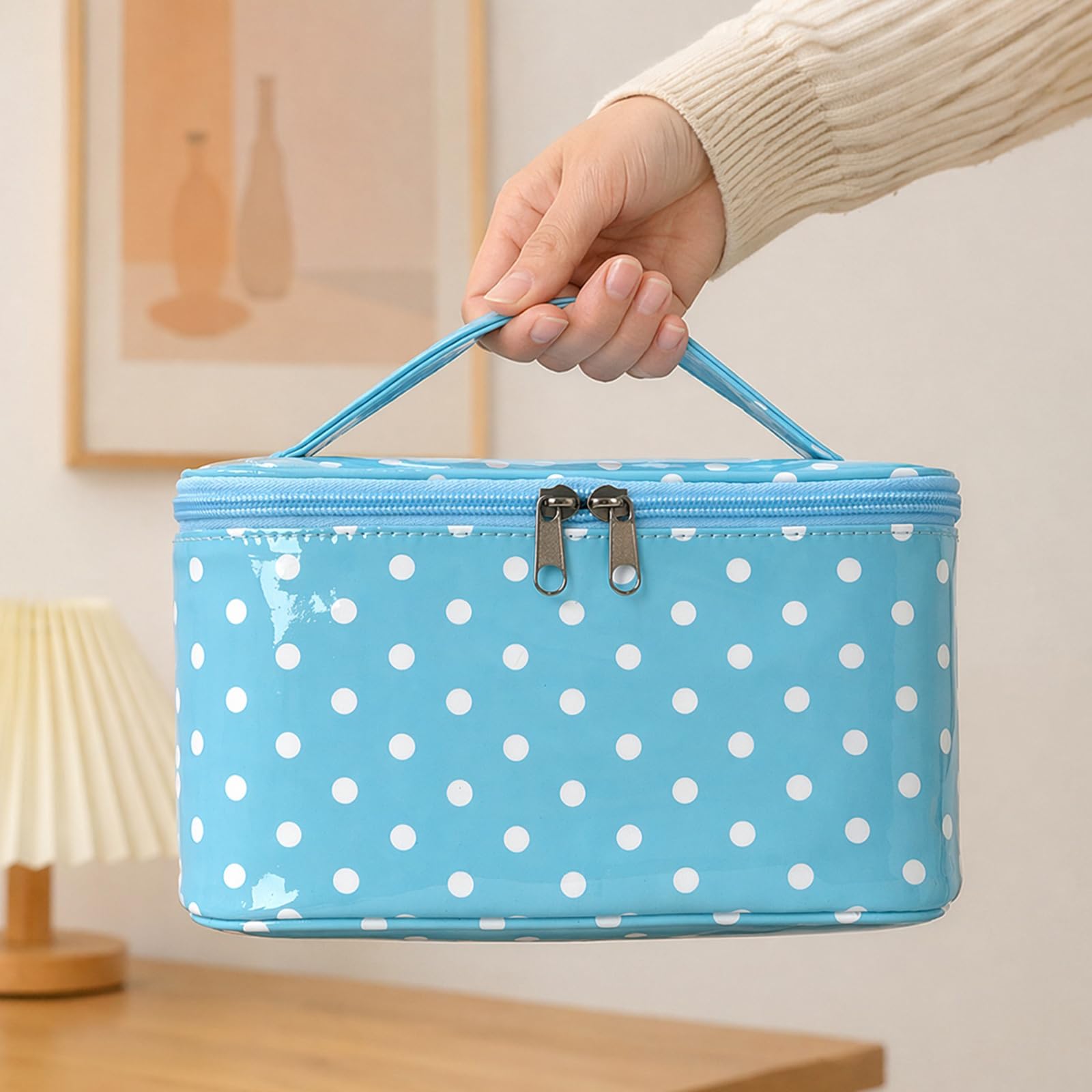 Damski PU Polka-Dot Boho Tote organizer czerwony