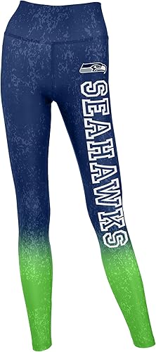 Miniatura 49 de Zubaz Women’s NFL Team Leggings – Officially Licensed, Bold Team Colors, Soft Stretch Fit for Game Day & Everyday Wear Mediano,Negro/Plata