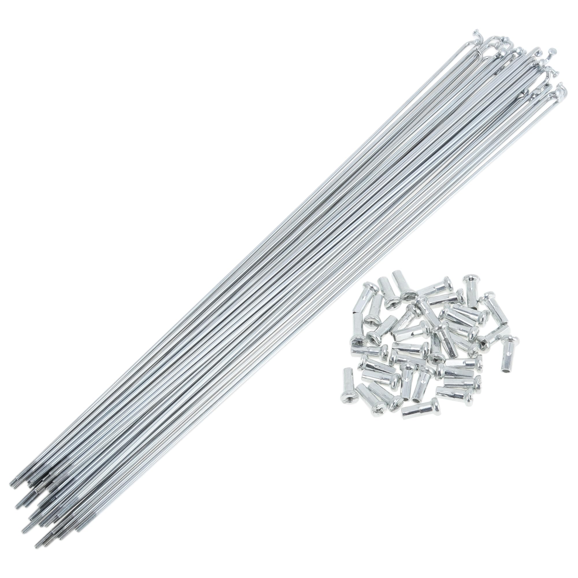 A ABSOPRO 36 Set 14G Bicycle Spokes 283mm Bike Wheel Spokes Galvanized Carbon Steel Silver Tone