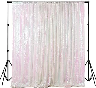 Sequin Backdrop Curtain 5FTx7FT Iridescent White Sequin Photo Booth Backdrop Window Curtain DIY Wedding Backdrop Shimmer Backdrop Baby Shower Backdrop Grad Party Birthday Backdrop