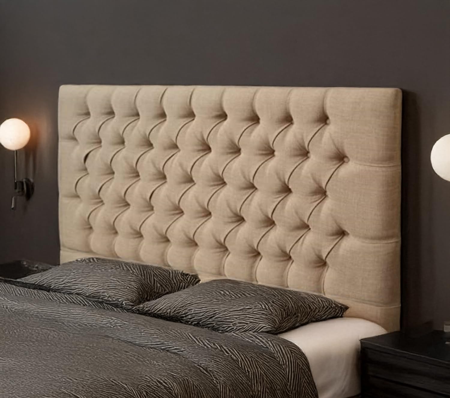 luxisleepltd,Alton Linen Turin Fabric Upholstered Headboard bed frame sizes divan bed 3FT Single Small Double 4FT Double 4FT6 Kingsize 5FT and Super King 6FT (Navy Blue, 4ft Double,30''Height)