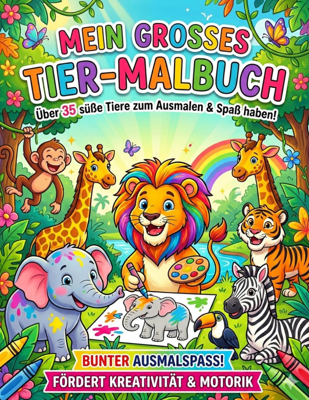 MEIN GROSSES TIER MALBUCH / Malbuch für Kinder – Süße Tiere: Einfaches Tier-Malbuch für Mädchen und Jungen ab 3 Jahren | Große einfache Motive | Malspaß für Kindergarten und Vorschule