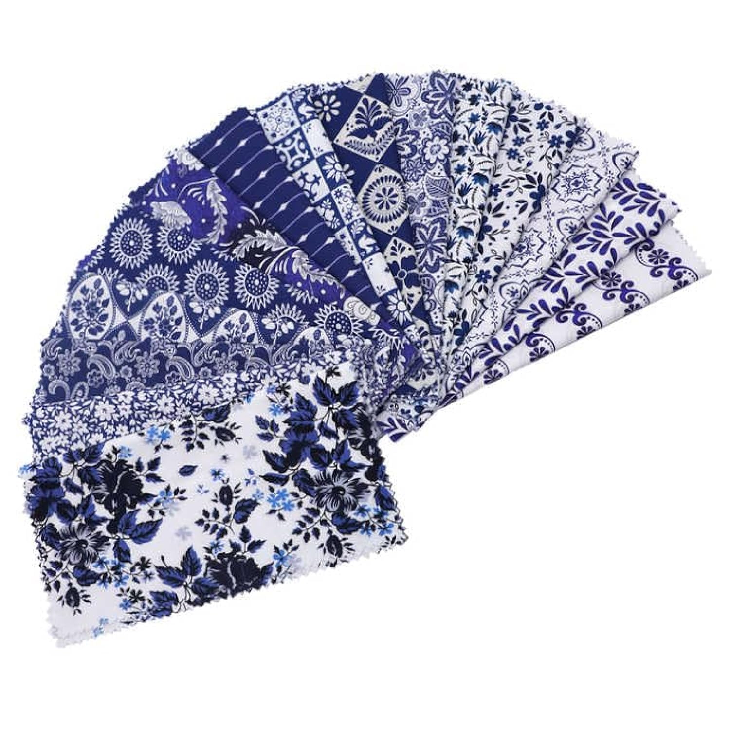 Craftsfabrics Blue Porcelain Charm Pack 5" Squares Cotton Printed Fabric For Quilting, Diy Patchwork And Sewing Craft (Blue Porcelain)