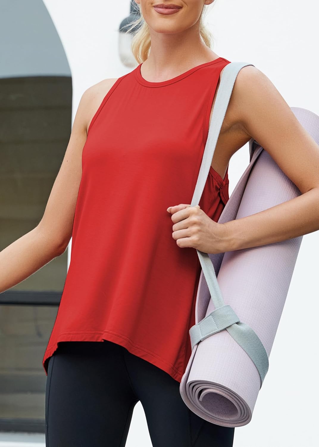 Mippo Workout Tops for Women Athletic Shirts Open Back Top Yoga Tank Gym Clothes Loose Fit - Image 5