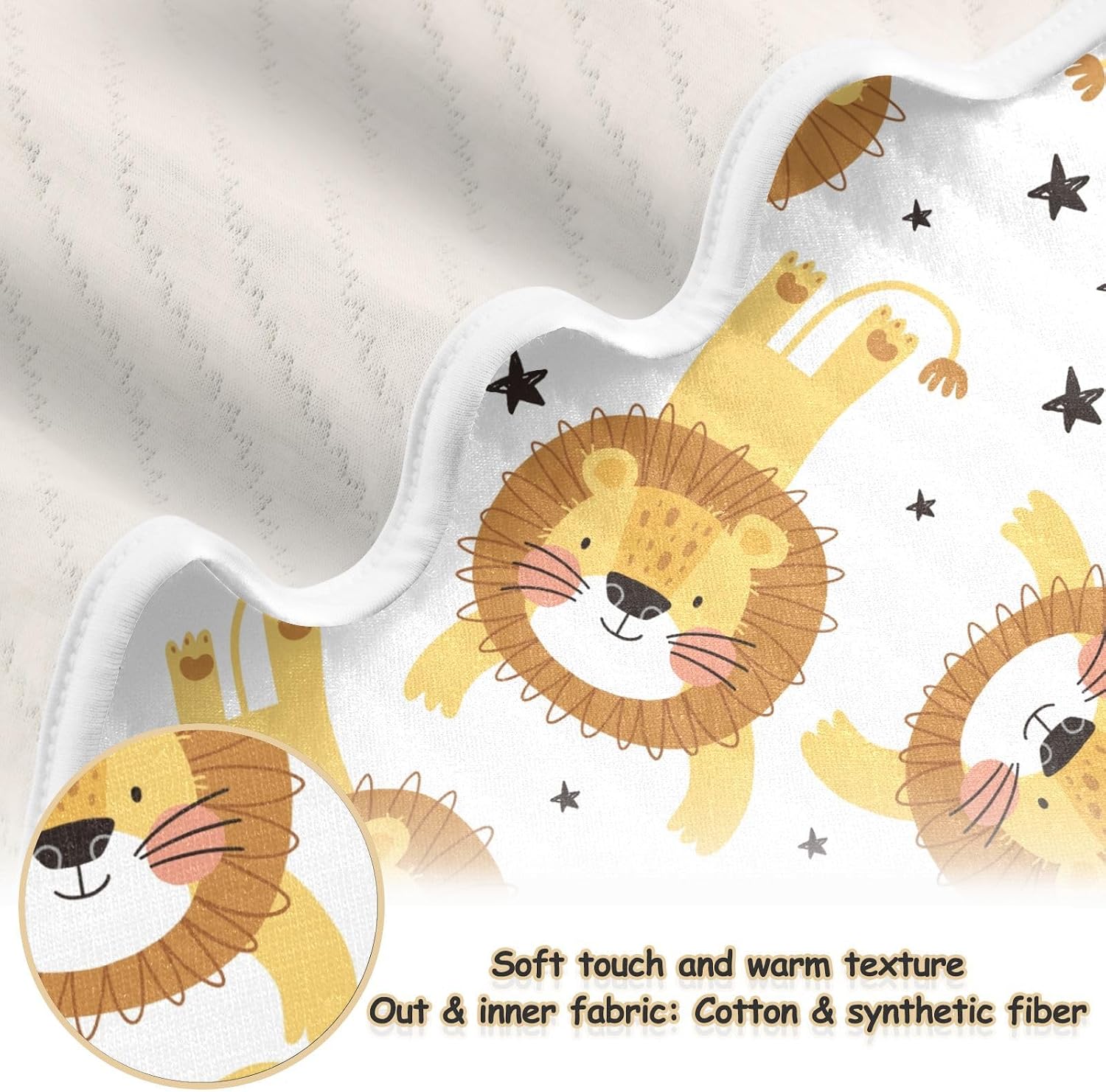 Swaddle Blanket for Yellow Cute Lion Baby Receiving Blanket Muslin Baby Swaddles Soft Cotton Breathable Nursery Blankets for Unisex Boys and Girls 30x40 Inch