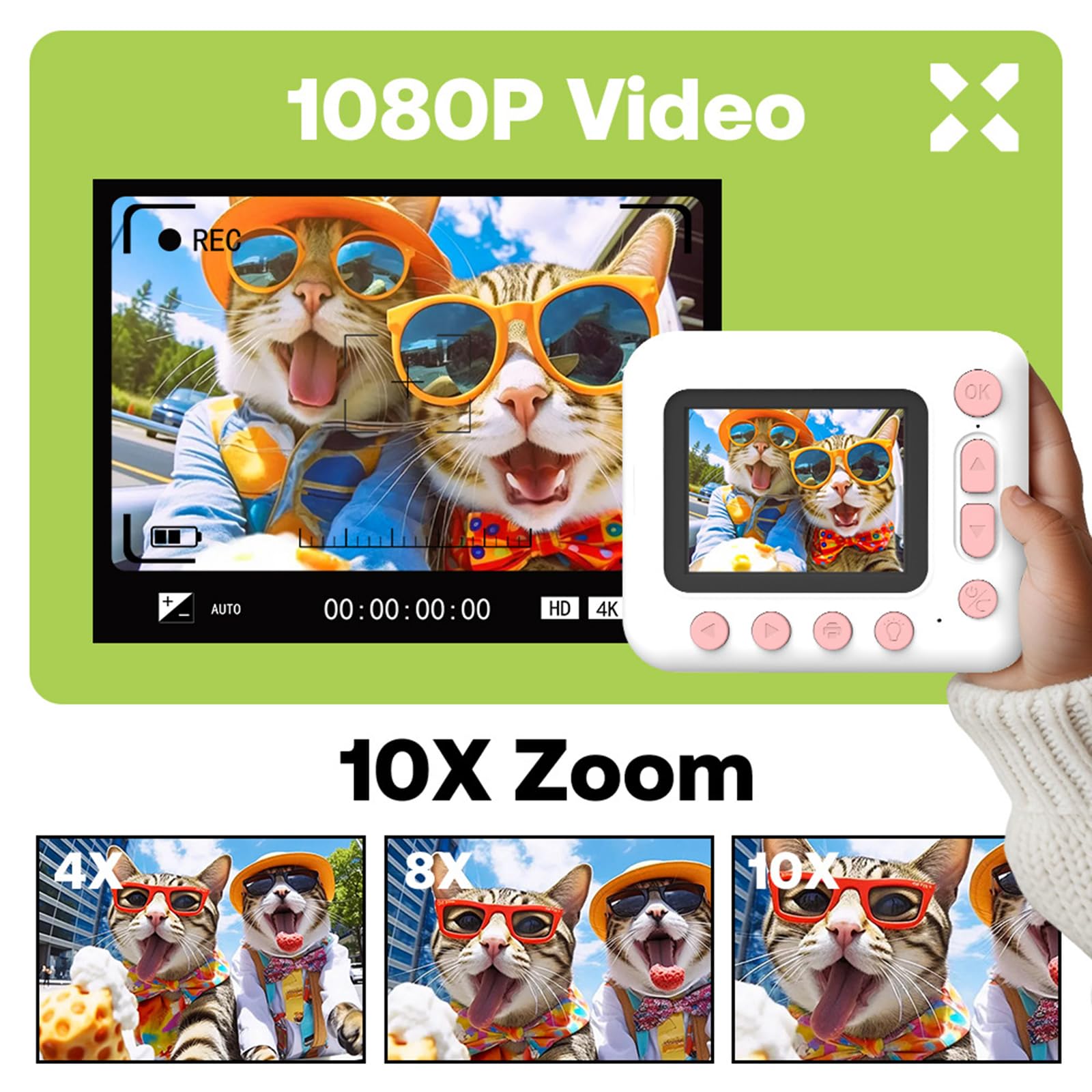 Fotocamera Digitale per Bambini Stampa istantanea Foto Cattura Video 1080P Riproduzioni Musicali e Divertimento Creativo per fotografi Stampante per Fotocamera per Bambini