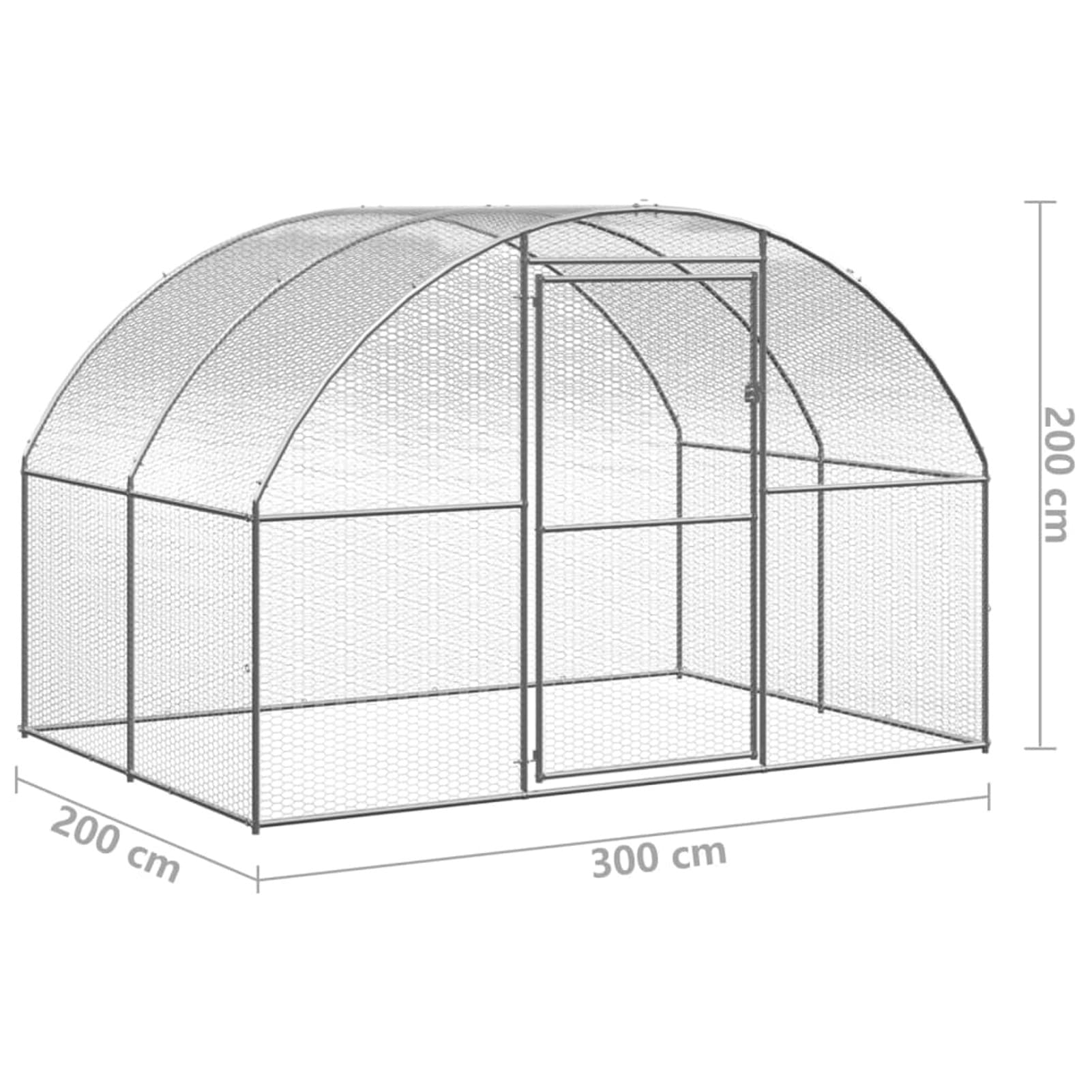 ARKEM Recinto per Cani da Giardino, Gabbia per Conigli, Recinto per Animali Domestici, Gatti, Cuccioli, Porte con Chiavistello e Parasole, in Fili Metallici,Pollaio da Esterno 3x2x2 m in Acciaio Zinca