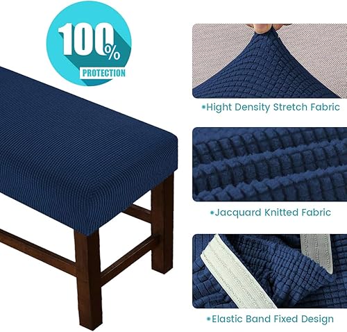 Miniatura 10 de Fundas de jacquard para banco de comedor, funda tapizada de elastano suave y elástica, extraíble y lavable para sala de estar, dormitorio, cocina