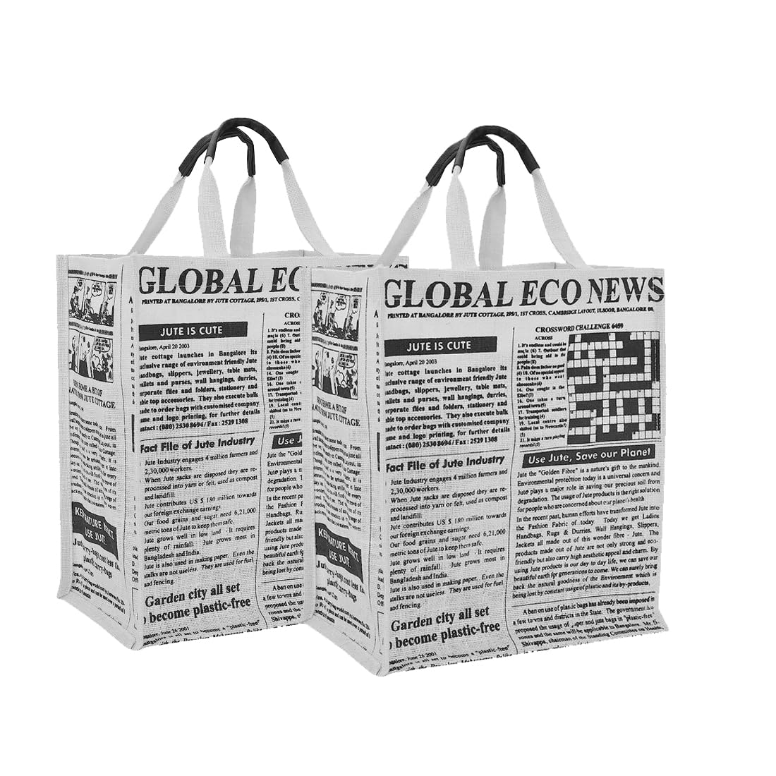 ENSAC Mens & Womens Jute Eco Friendly Multipurpose Newspaper Print Tote Handbags With Double Handle, Zip Bags For Mens & Womens (B0C9DZDP7Q) Amazon Price History, Amazon Price Tracker