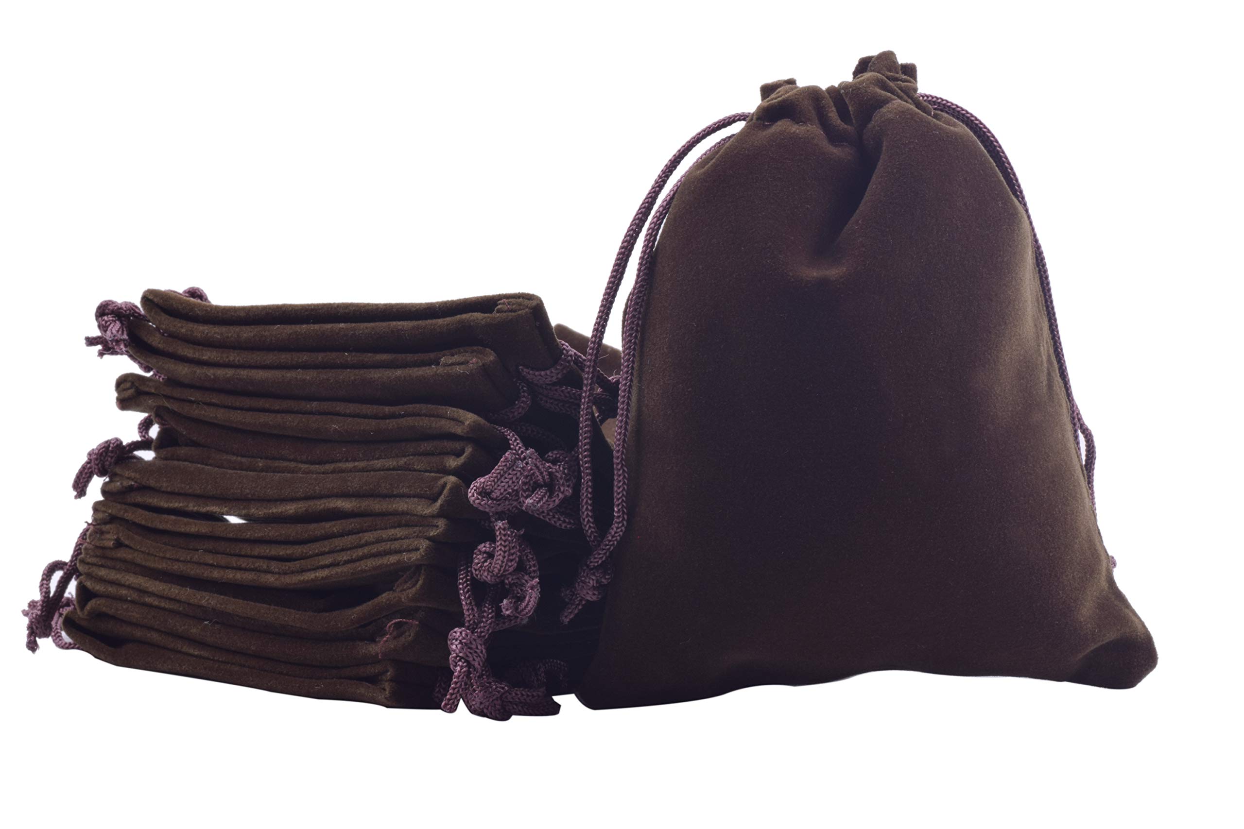 Sansam Lot de 50 petits sacs en velours marron avec cordon de serrage pour bijoux, cadeaux, cadeaux de mariage, sacs à bonbons, cadeaux de fête, 7,1 x 9,1 cm