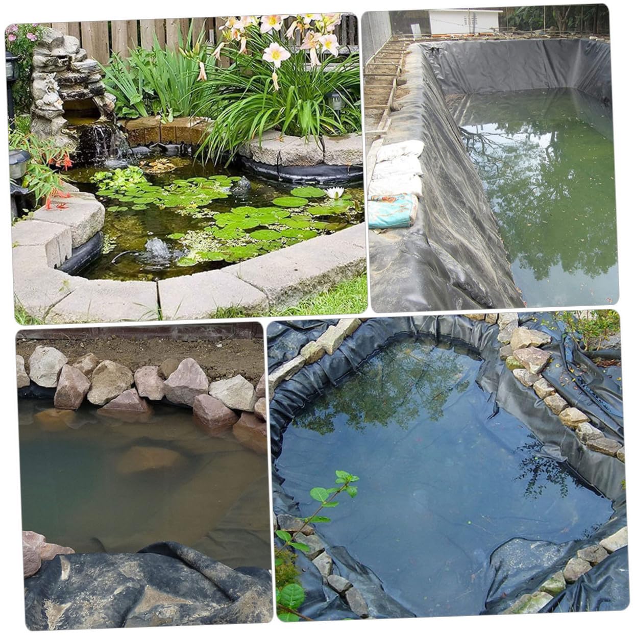 ibasenice Rivestimento per Laghetto per Pesci Hdpe Ampio e Prevenzione Efficente delle Perdite d Acqua Resistente ai Danni Taglio Comodo per Diverse Esigenze