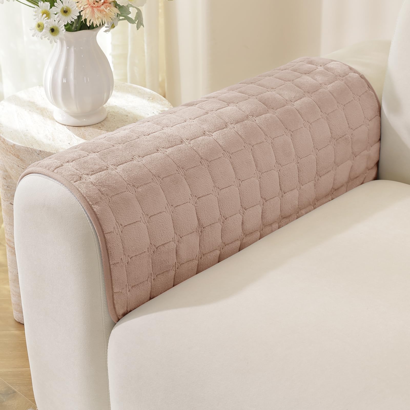 MAXIJIN Pet Armrest Cover, Soft Thick Backrest Cover (Champagne, 45×45cm)