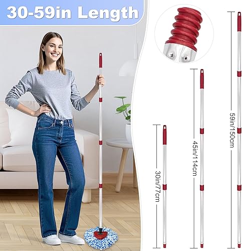 Miniatura 4 de Reemplazo del cabezal de la fregona, base, mango de fregona para sistema de 2 tanques Ocedar RinseClean, 2 repuestos de fregona de microfibra,